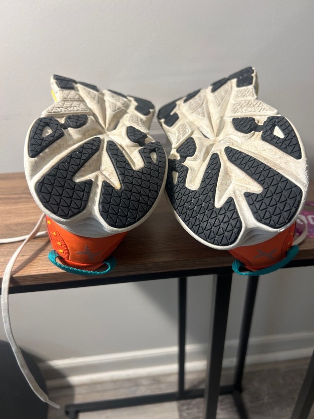 Hoka White Shoes with Orange Lining and Blue Logo - Picture 8 of 8